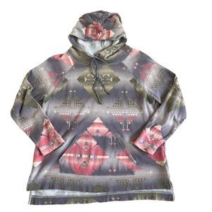 Chaps Ralph Lauren Southwestern Tribal Print Hoodie‎ Size M Waffle Knit Thermal